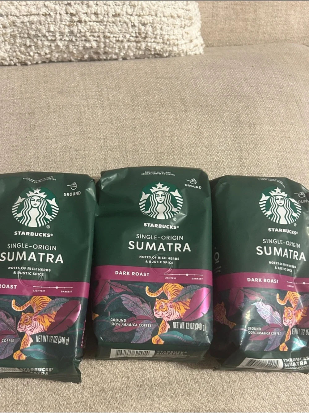 Starbucks Sumatra Dark Roast Coffee - 3 Packs 12oz